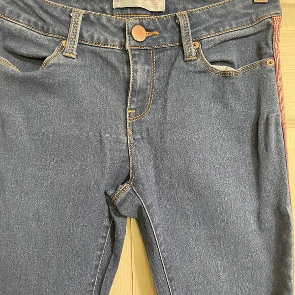 No Boundaries Womens Juniors Dark Stretch Red Plaid Side Stripe Skinny Jeans 7 - Picture 8 of 9